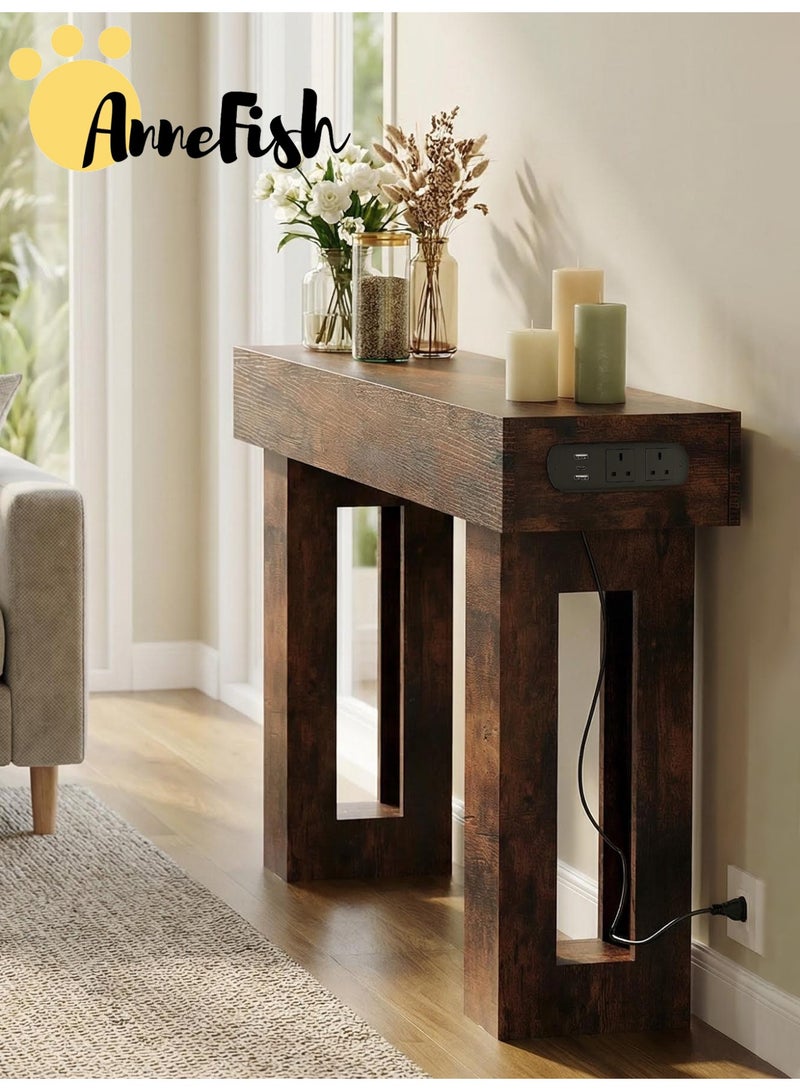 AnneFish 160*35*90cm Console Table with Power Outlet Farmhouse Long Entryway Couch Table Large Sofa Table Entry Foyer Hallway Table Behind Sofa Station Console Hallway Stand for Entrance Living Room - Image 5